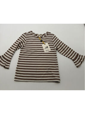 Finding Foxtale Long Sleeve Striped Ruffle Top Grey White Size 3T